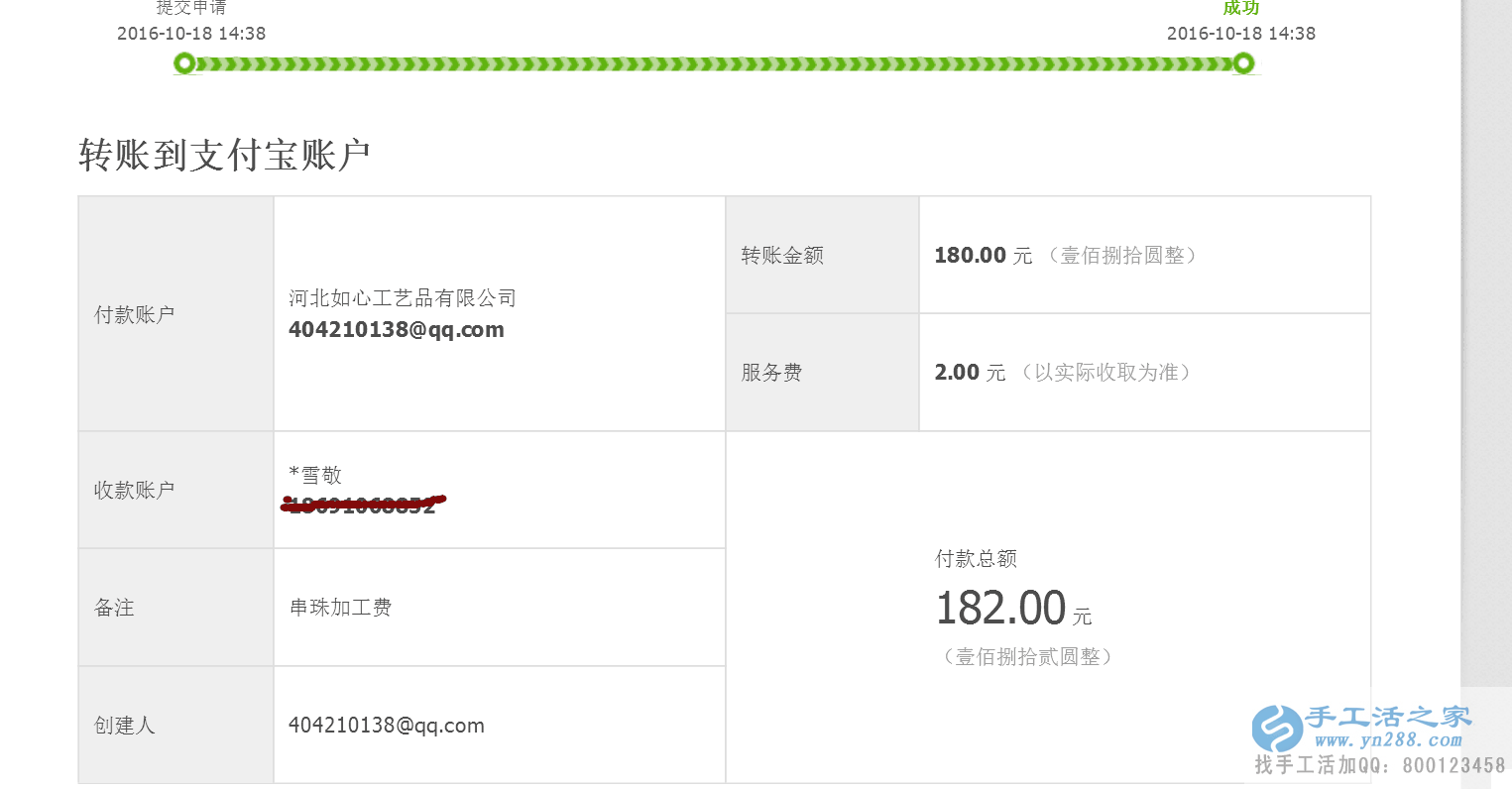  河南崔女士做手工活收到加工費(fèi)180元，業(yè)余賺錢好項(xiàng)目