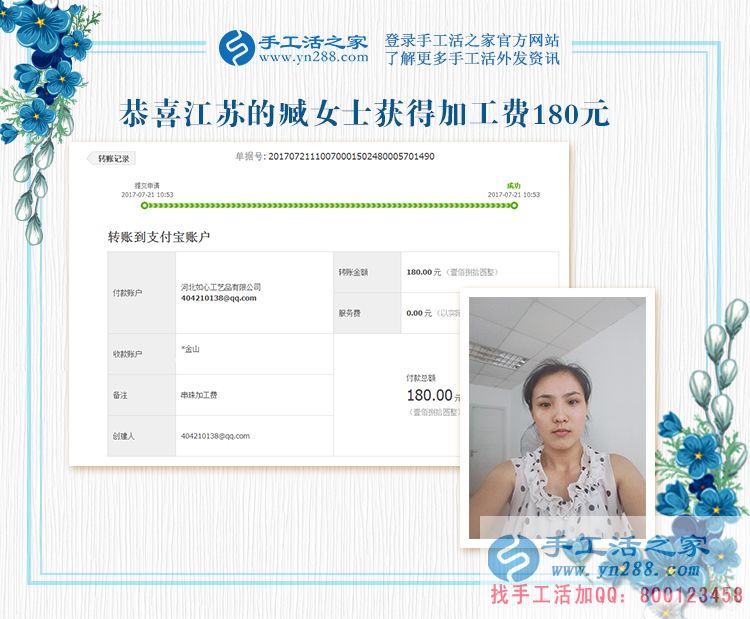 在朋友的介紹下，江蘇臧女士工作之外做手工活兼職賺錢(qián)(圖1)