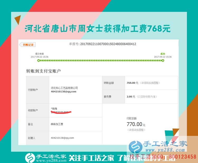 768元練就好代理，河北唐山周女士由個人加工到組織人加工的手工活致富路(圖1)
