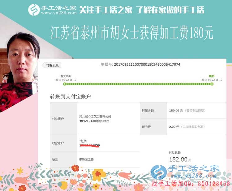 與丈夫一起還房貸，江蘇泰州家庭主婦胡女士堅持在家做手工活賺錢(圖1)