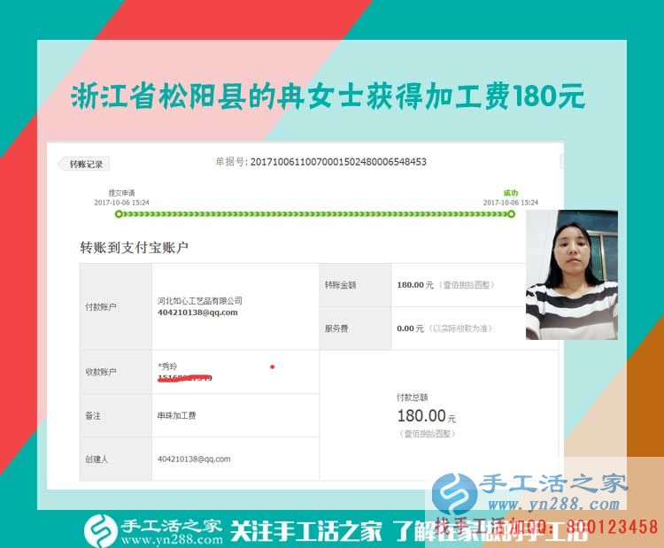 做手工活賺錢太幸福了，浙江松陽冉女士在家做手工活之家的串珠繡珠繡畫加工(圖1)