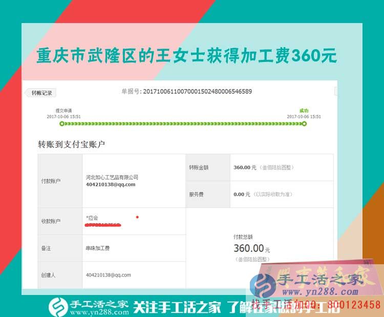 穩(wěn)賺不賠的好生意，重慶王女士在家做手工活又賺了一個360元(圖1)