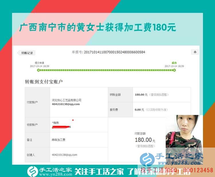 物流方便、加工簡單，加工費(fèi)高，廣西南寧黃女士帶著孩子在家做串珠珠繡畫手工活(圖1)