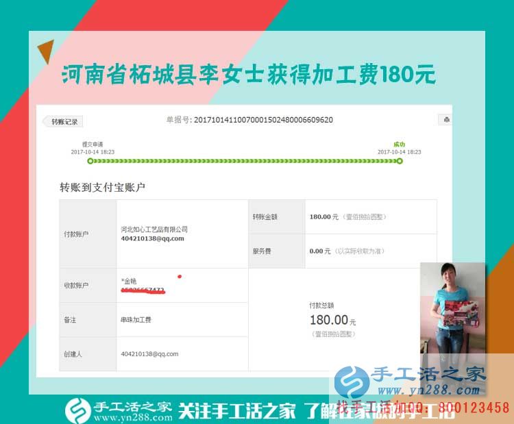 與男友合開生意，河南拓城李女士休息時做手工活兼職再掙一份錢(圖1)
