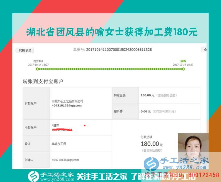 小護(hù)士休息時(shí)間長，湖北團(tuán)風(fēng)縣喻女士在家做珠繡手工活兼職賺錢(圖1)