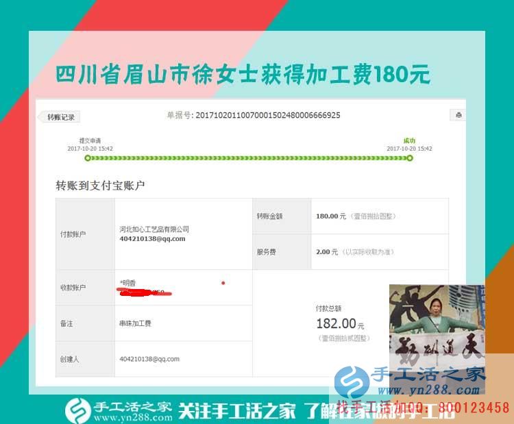 從鄰居那里得到的信息,四川眉山徐女士每個月做手工活能賺一千元(圖1)