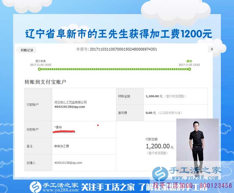 1200元，只是加工團(tuán)隊(duì)不斷加大后，遼寧阜新王先生每次加工費(fèi)結(jié)算的一部分(圖1)